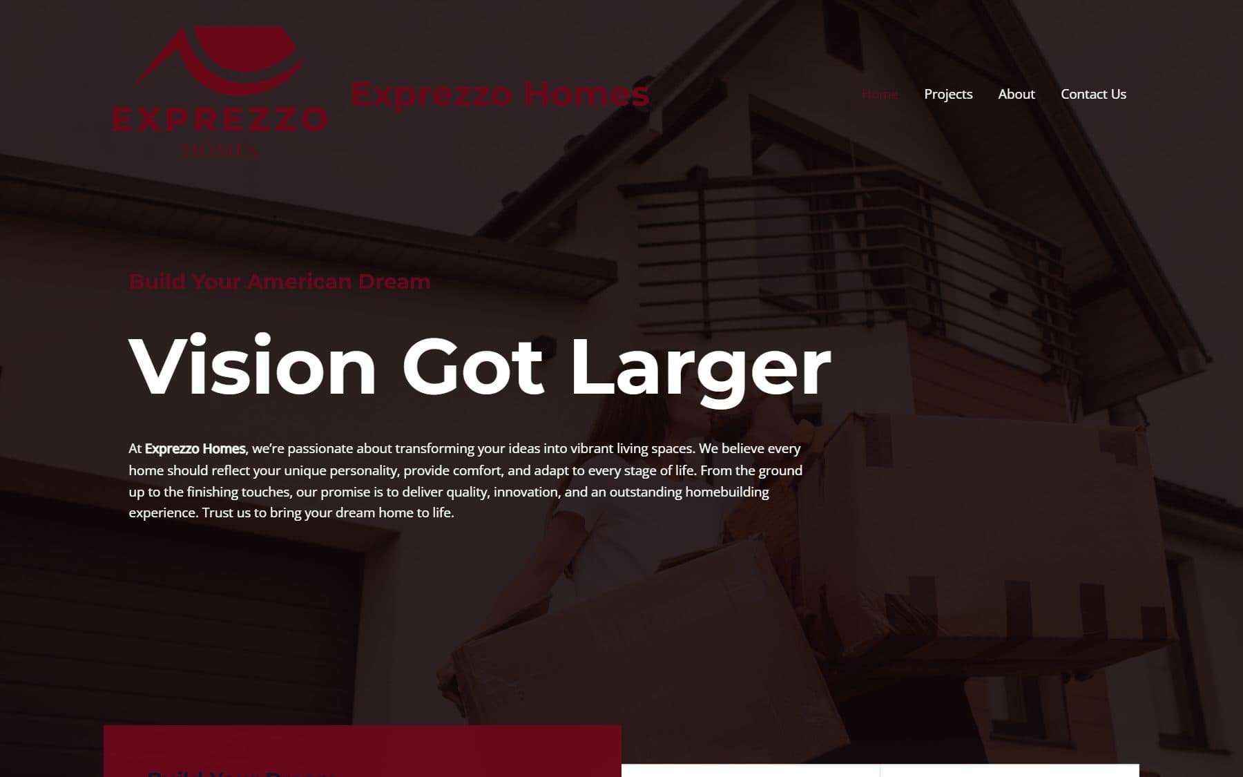 Exprezzo Homes website homepage